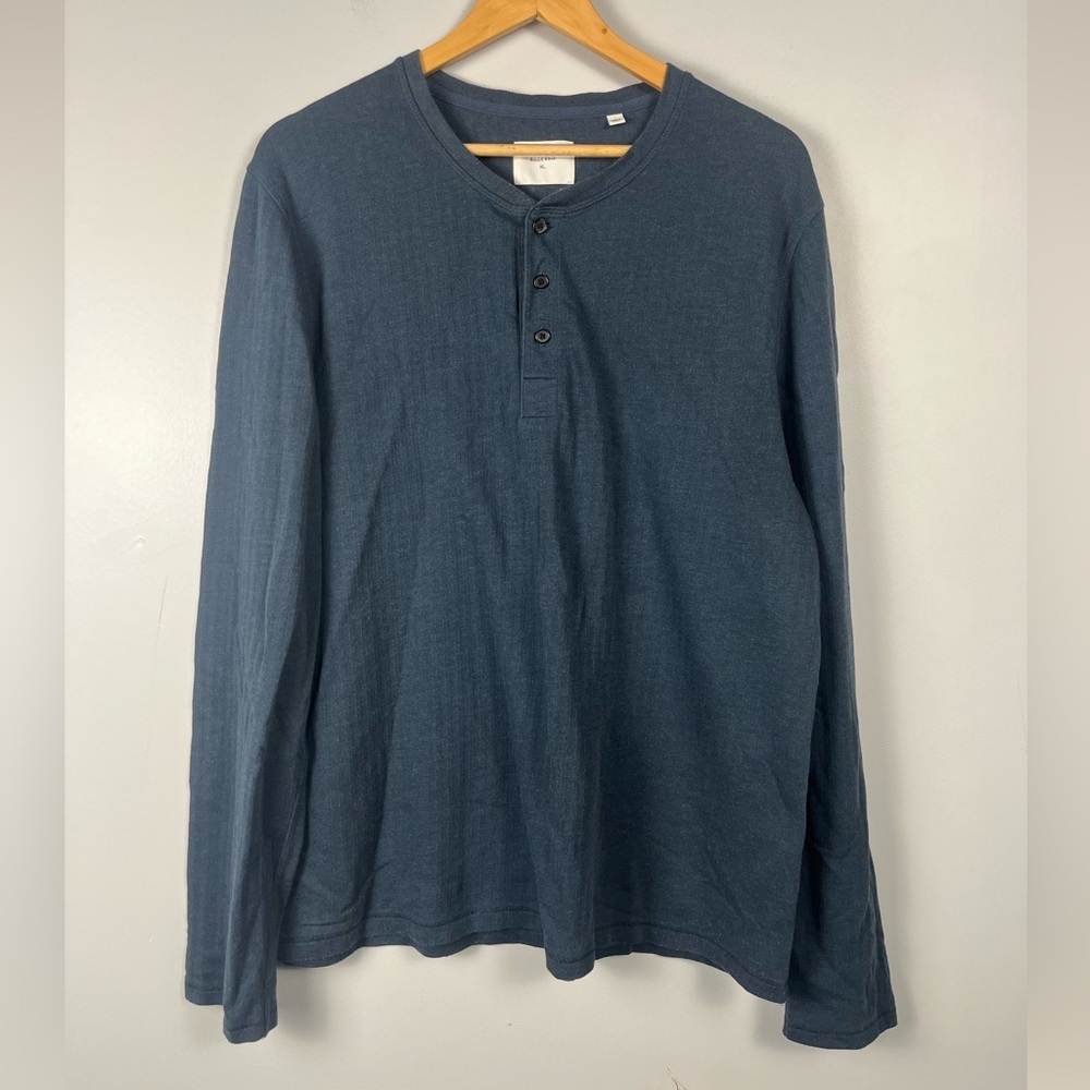 Billy Reid Henley Navy Pullover Long Sleeve Shirt size Large